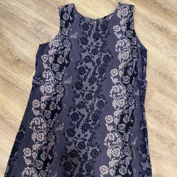 Vintage 90s sag harbor boho fairy floral sleeveless maxi dress blue gray medium - Picture 7 of 8